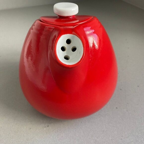 1940 Hall Vintage Superior Quality Red Glazed Sani Grid Teapot, 5" Tall - Picture 5 of 7